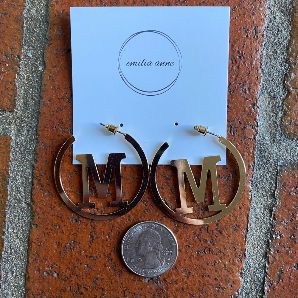 M initial earrings brand new